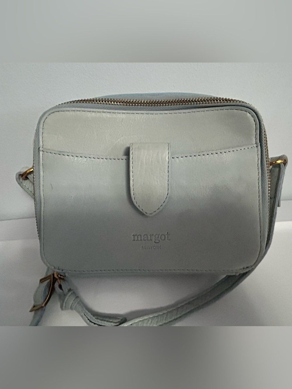 margot Light Blue Leather Crossbody Bag